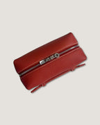 InsideTote Mini Pouch in red full grain leather, a stylish mini leather pouch for essentials.