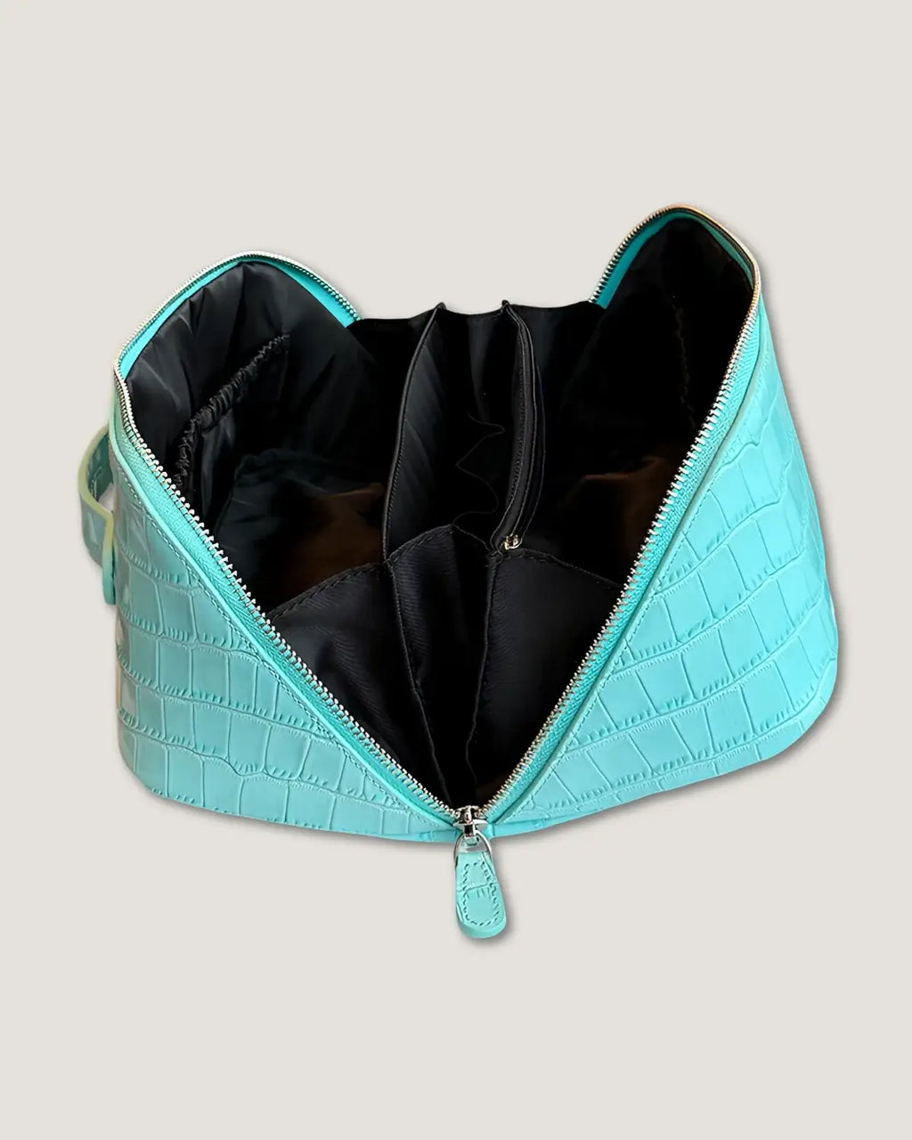 Layflat leather vanity bag