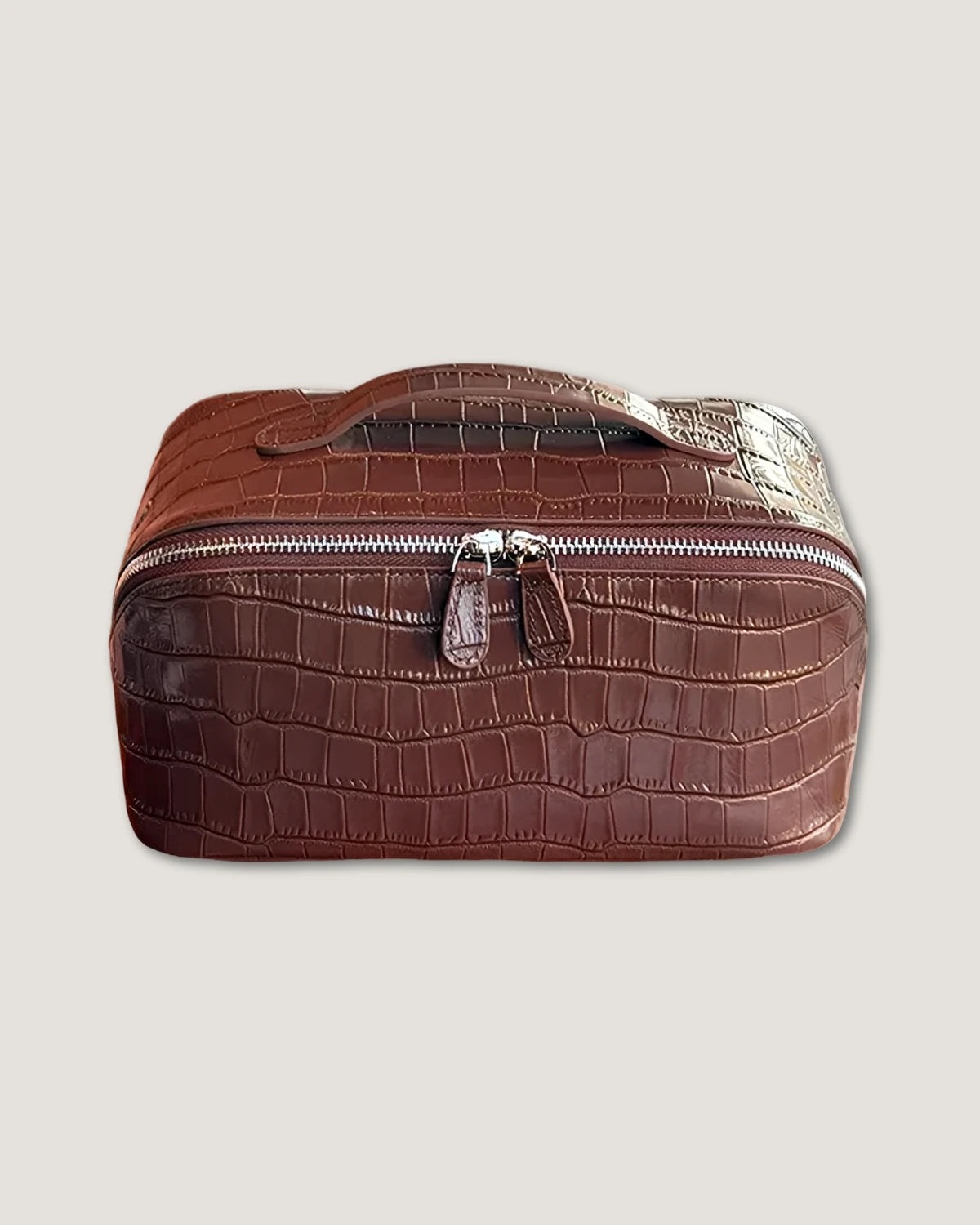Layflat leather vanity bag