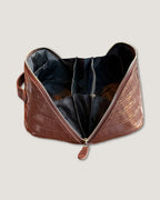 Layflat leather vanity bag
