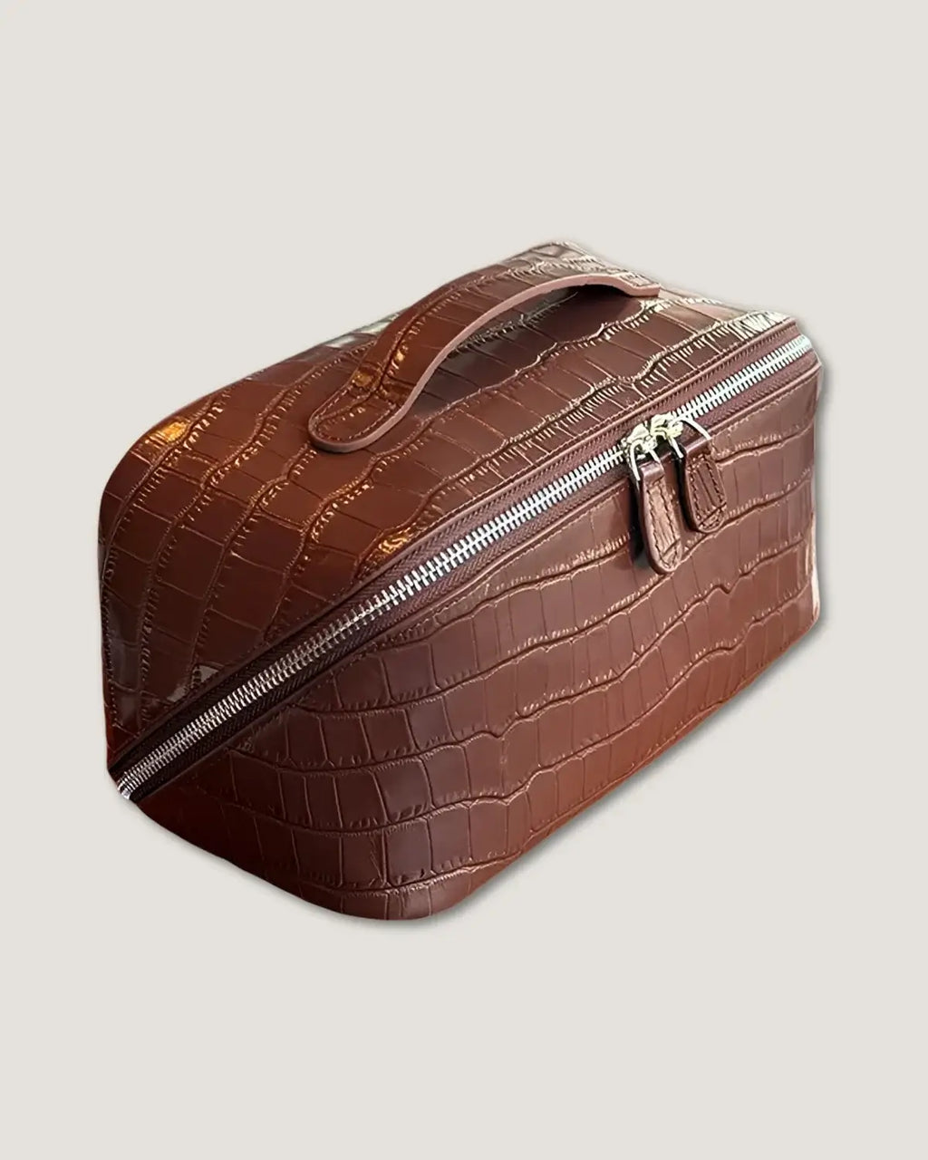 Layflat leather vanity bag
