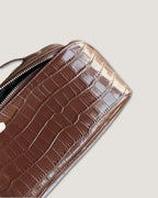 Layflat leather vanity bag