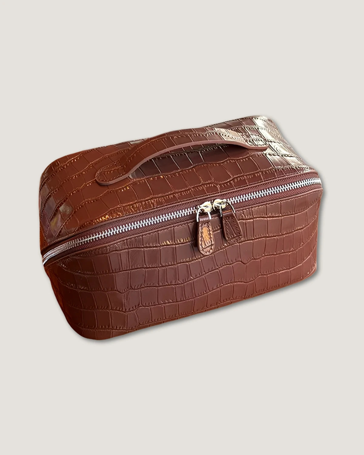 Layflat leather vanity bag