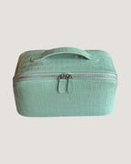 Layflat leather vanity bag